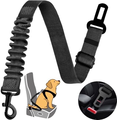 Dog Seat Belt Retractable Dog Car Harness 1 Pack Elastic Bungee Buffer by Famstar