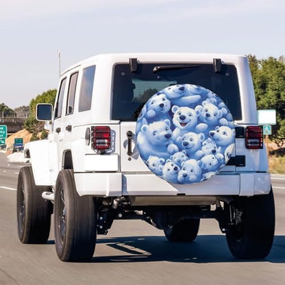 White Polar Bears Blue Spare Tire Cover Dust-Proof Wheel Tire Cover Fit Trailer - Image 3