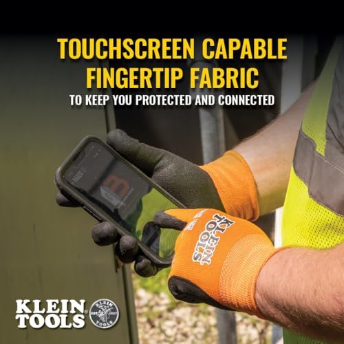 KLEIN TOOLS 60580 Work Gloves, Knit Dipped Cut Resistant ANSI A1 Nitrile Coated - Image 3