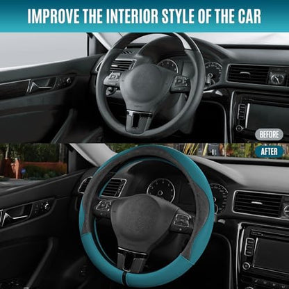 PIC AUTO Steering Wheel Cover, Universal Fit 14.5"–15.5", Soft PU Grain Leather - Image 6