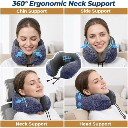 ExploreBliss Travel Pillow, Neck Pillow Airplane, Mottled Blue - Image 4