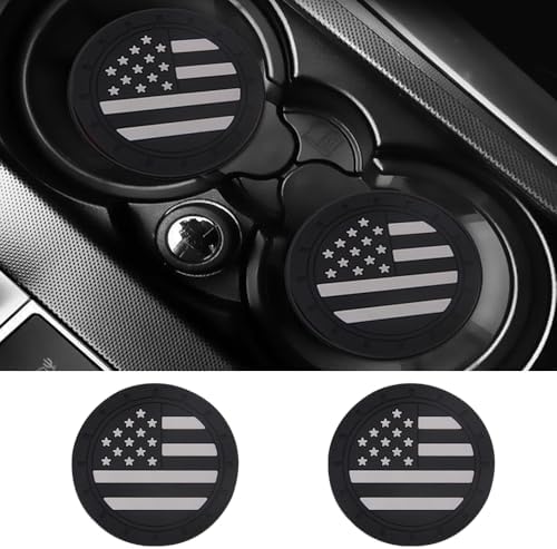 ACODABLEM 2 Pack Car Cup Holder Coaster, 2.75 Inch American Flag Soft Rubber by ACODABLEM
