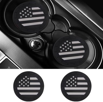 ACODABLEM 2 Pack Car Cup Holder Coaster, 2.75 Inch American Flag Soft Rubber by ACODABLEM