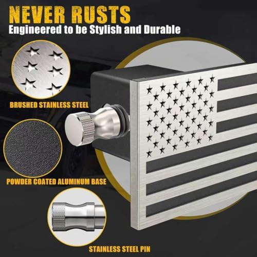 Synrroe 2" Heavy Duty Stainless Steel Flag Hitch Cover, Car Wash Safe - Image 4