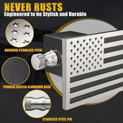 Synrroe 2" Heavy Duty Stainless Steel Flag Hitch Cover, Car Wash Safe - Image 4
