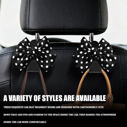 2PCS Car Seat Headrest Hooks, Car Bag Hooks, Cute Bow Knot Vehicle Seatback - Image 6