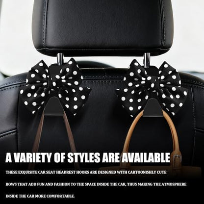 2PCS Car Seat Headrest Hooks, Car Bag Hooks, Cute Bow Knot Vehicle Seatback - Image 6