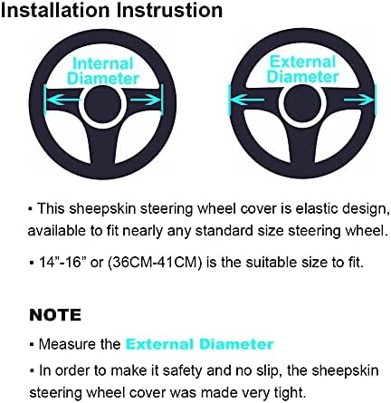 OGLAND Fuzzy Sheepskin Car Steering Wheel Cover - Image 5