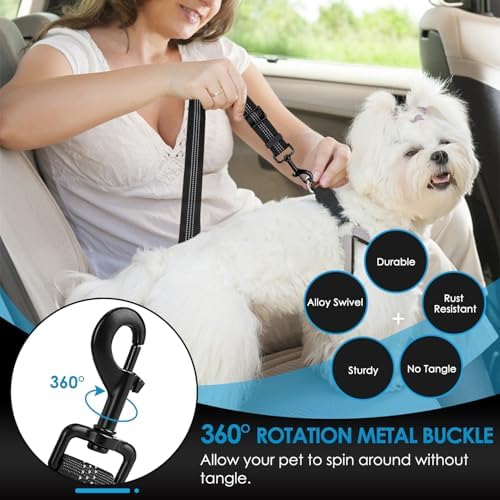 Lukovee Dog Seat Belt, 2 Pack, 3-in-1 Headrest & Seatbelt Clip & Latch - Image 6