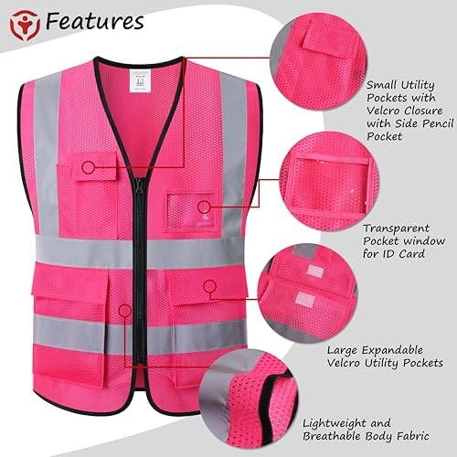 Reflective Safety Vest for Men Women Construction Vest ANSI Standard AP1 - Image 4