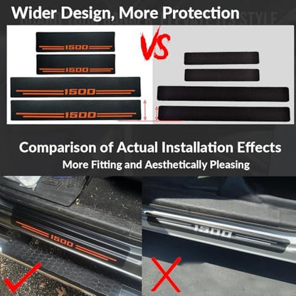 Car Accessories 4 Pcs Carbon Fiber Door Sill Scuff Protector Auto Door Entry - Image 5