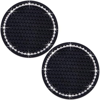 2PCS Bling Cup Holder Coaster, 2.75 Inch Auto Car Cup Holder Insert Coasters by MEAJOO