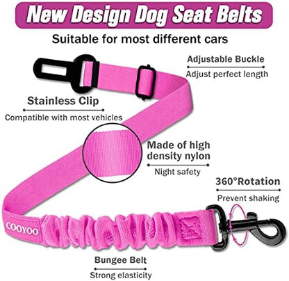COOYOO Dog Seat Belt, 3 Piece Set Retractable Dog Car Adjustable Seatbelts - Image 3