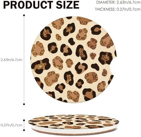 Leopard Car Coasters for Cup Holders Set of 2 Leopard Print Absorbent Ceramic - Image 3
