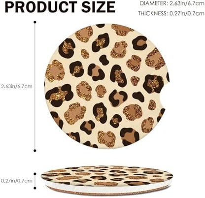 Leopard Car Coasters for Cup Holders Set of 2 Leopard Print Absorbent Ceramic - Image 3