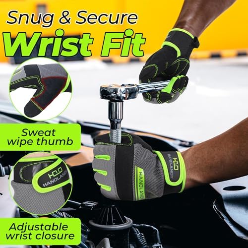 HANDLANDY Work Gloves for Men & Women, Utility Mechanic Working Gloves Touch - Image 5