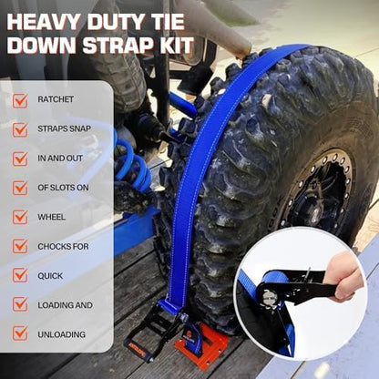A ANTELOPE Heavy Duty Wheel Chock Tie Down Kit 2pk Trailer Tire Straps - Image 4