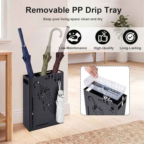 Goplus Metal Umbrella Holder, Indoor Umbrella Stand Freestanding - Image 5
