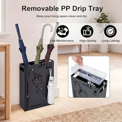 Goplus Metal Umbrella Holder, Indoor Umbrella Stand Freestanding - Image 5