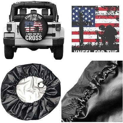 Spare Tire Cover American Flag Cross Wheel Covers 16 Inch No Camera Hole - Image 5