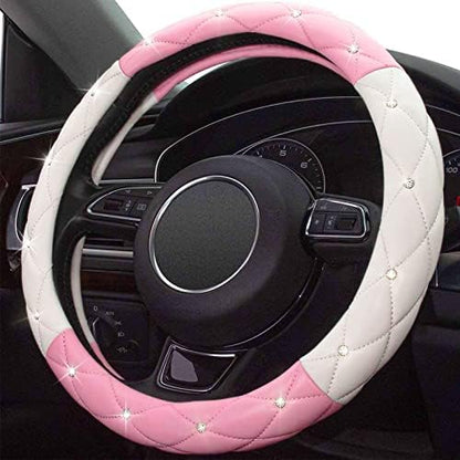 White Pink Steering Wheel Cover, Anti-Slip Steering Wheel Protector by Xizopucy
