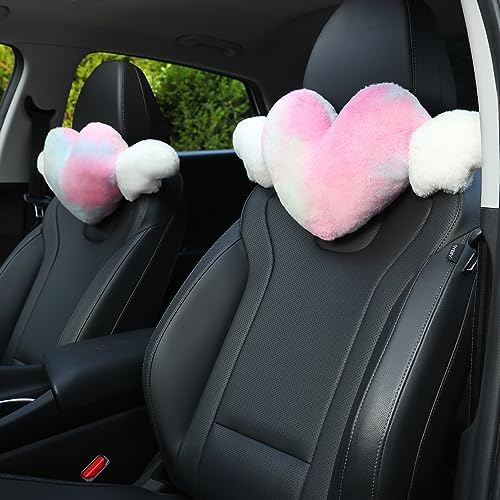2 Pack Heart Shaped Cute Car Headrest Pillow by Sexysamba