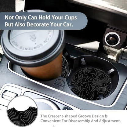 Car Coasters Topographic Cup Holder, 2 Pack Anti Slip Ceramic Car Cup Holder - Image 6