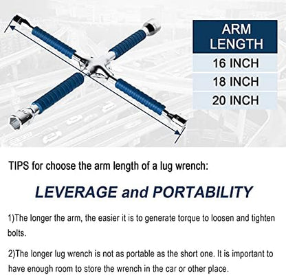 ETERNA Professional 16" Four Way Lug Wrench, Anti-slip Design Cross Wrench - Image 5