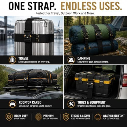 Metal Buckle Heavy Duty Luggage Straps, 2 Pack 10ft x 2in Tie Down Straps - Image 5