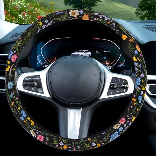 Wildflower Car Steering Wheel Cover, Cute Steering Wheel Cover Protector - Image 3