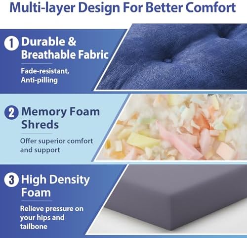 IASEAHK Memory Foam Dining Chair Cushions, 16.5"x16.5"x3.5" - Image 6
