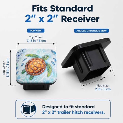 Sea Turtle and Fish Hitch Cover Receiver Tube Hitch Plug, Tool-Free Install Tow - Image 2