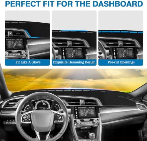 FIILINES Dash Cover for 2016-2021 Honda Civic, Dashboard Mat Exact Fit for - Image 4