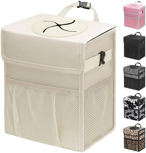 Capolo Car Trash Can with Lid, Leakproof Car Garbage Can Car Trash Bag by Capolo