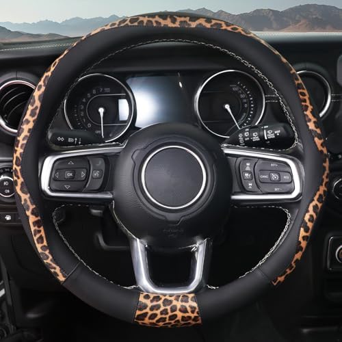 ZHOL 16 inch Steering Wheel Cover Cheetah Print, Breathable Microfiber Leather - Image 2