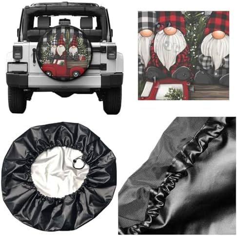 Red Truck with Christmas Gnomes Spare Tire Cover Universal - Image 5