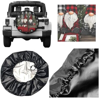 Red Truck with Christmas Gnomes Spare Tire Cover Universal - Image 5
