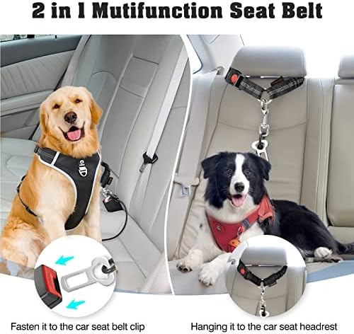 Chew Proof Dog Car Seat Belt, 2 in 1 Steel Cable Dog Car Accessories Headrest - Image 4
