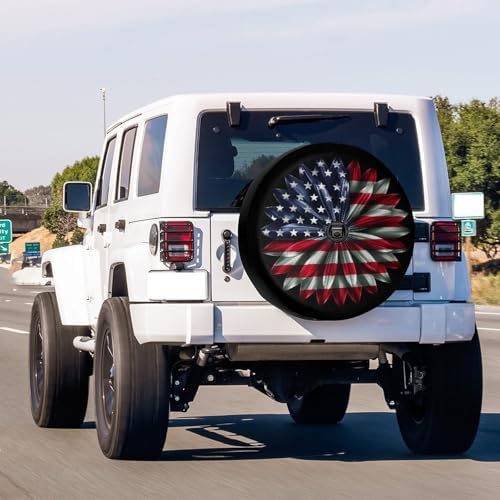KiuLoam Artistic American Flag Flower Spare Tire Cover - Image 2