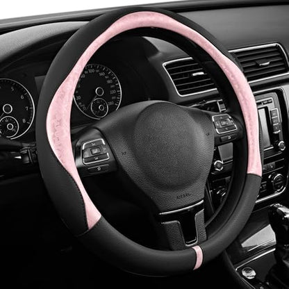 PIC AUTO Steering Wheel Cover, Universal Fit 14.5"–15.5", Soft PU Grain Leather - Image 2