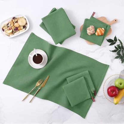 Homaxy 100% Cotton Waffle Weave Dish Cloths, 6 Pack, Grass Green - Image 6