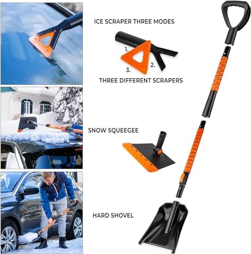 Zone Tech Extendable Snow Squeegee, Ice Scraper and Shovel 42" 5- Rotating Snow - Image 2