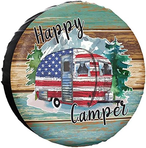 Happy Camper Spare Tire Cover Waterproof by YZ-MAMU
