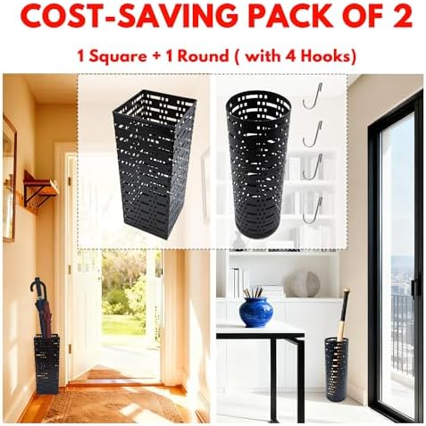 2 Pack Metal Umbrella Stand for Indoor Entry, Entryway Umbrella Holder Rack - Image 2