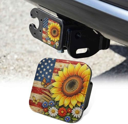2 Inch Sunflower American Flag Trailer Hitch Cover Rubber Receiver Tube Plug Cap by Unknown
