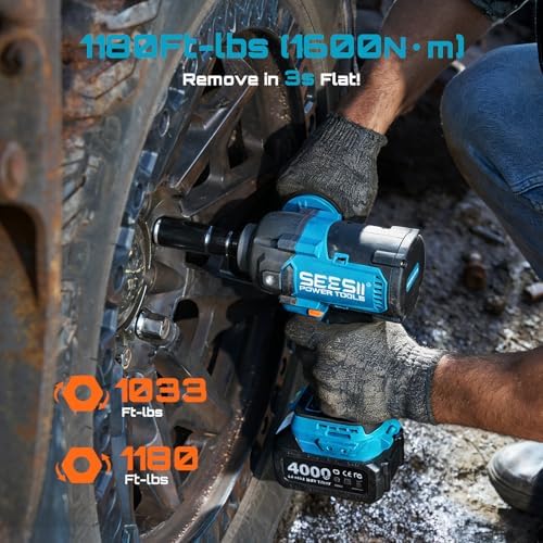 SEESII Upgraded Impact Wrench 1180 Ft-lbs: 1/2" High-Torque Impact Gun - Image 2