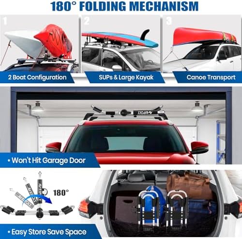ARTIPOLY Kayak Roof Rack for 2 Kayaks, 4-in-1 Multifunction Bilateral Kayak & - Image 3