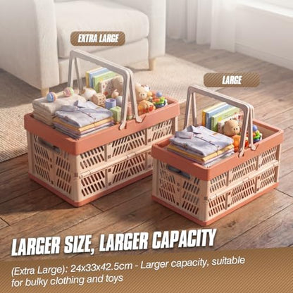 2-Pack Large Foldable Storage Crates, 33.7L PP Collapsible Bins Blue - Image 4