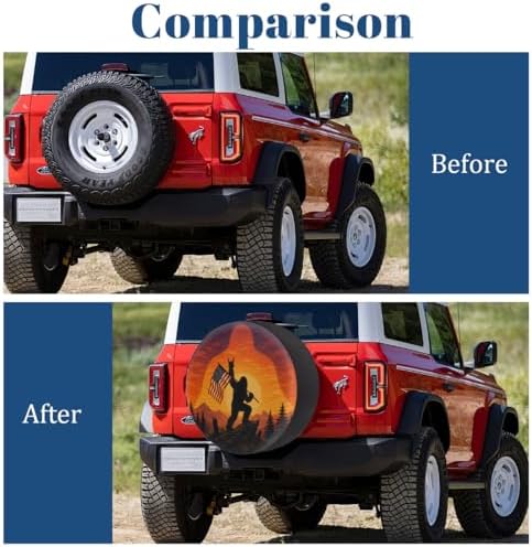 Bigfoot American Flag Spare Tire Cover Wheel Covers Protectors Waterproof - Image 5