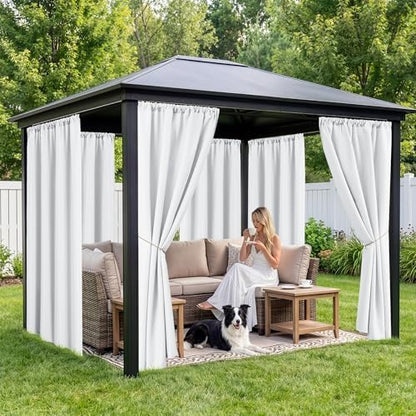 White Outdoor Curtains for Patio Waterproof, 8 Panels, Rod Pocket - Image 4